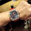 Richard Mille RM011 Men Mechanical Diamond Bezel Rubber Band Watch