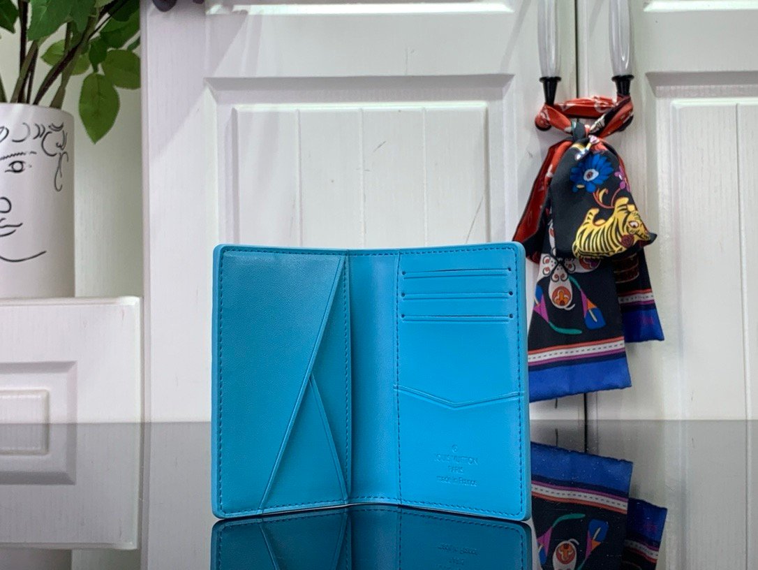 LV light blue (embossed) wallet wallet card holder