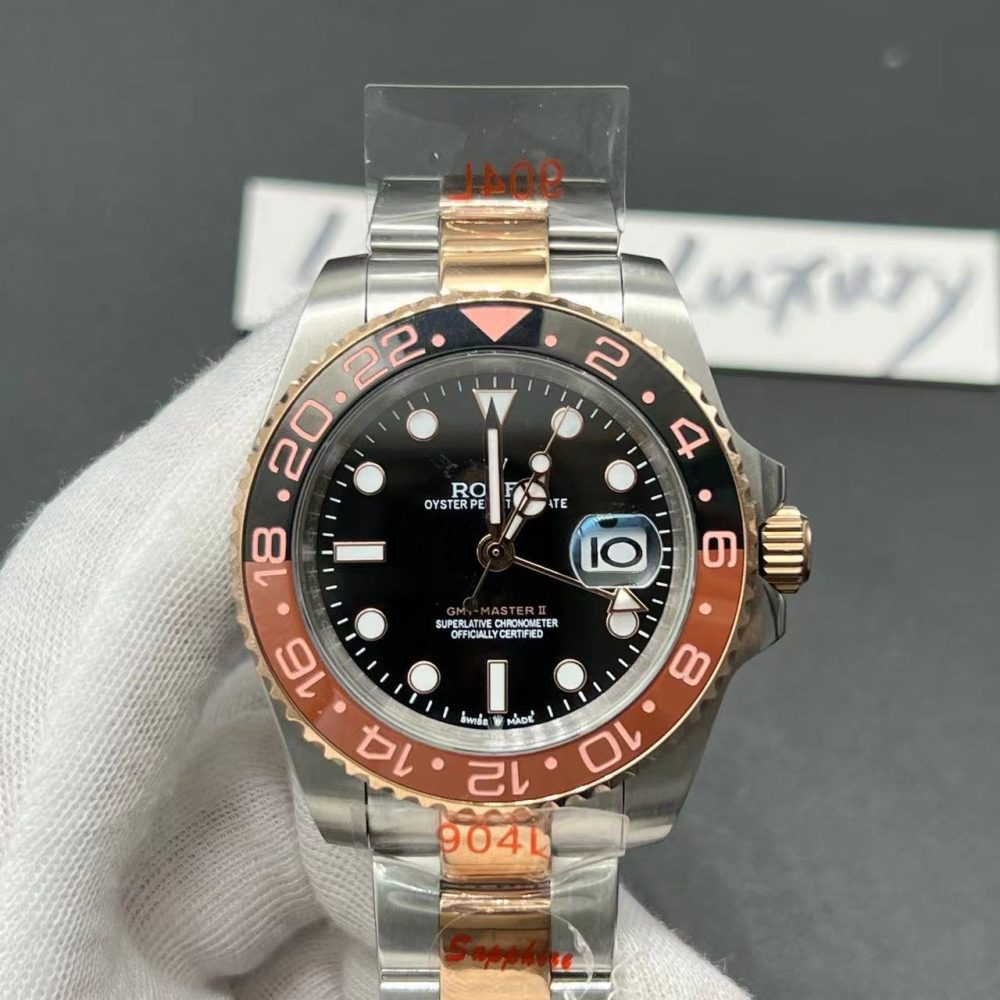 Rolex GMT-Master II Root Beer Two Tone Black Dial Ref 126711chnr-0002