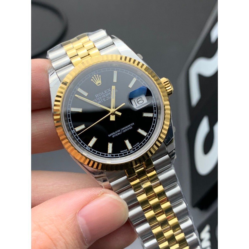Rolex Datejust 126333 Jubilee Bracelet Black Dial Two Tone Swiss Clone Movement