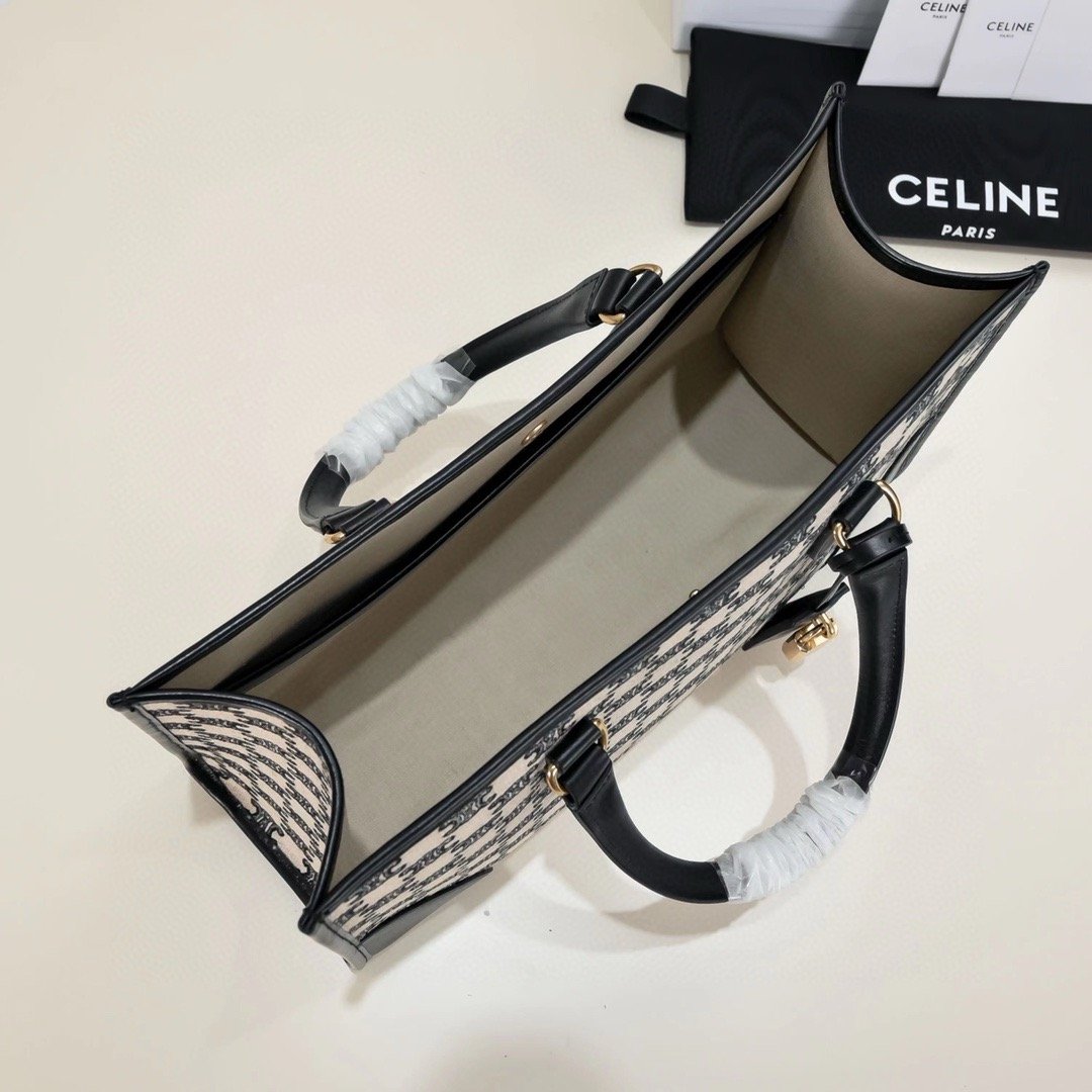 CABAS TRIOMPHE MINI HORIZONTAL BAG IN EMBROIDERED FABRIC AND COW LEATHER