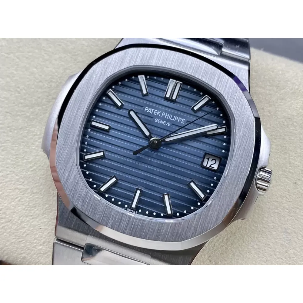 Nautilus 5811/1G 3K factory 1:1 Best Edition Blue Textured Dial on SS Bracelet A330 Super Clone