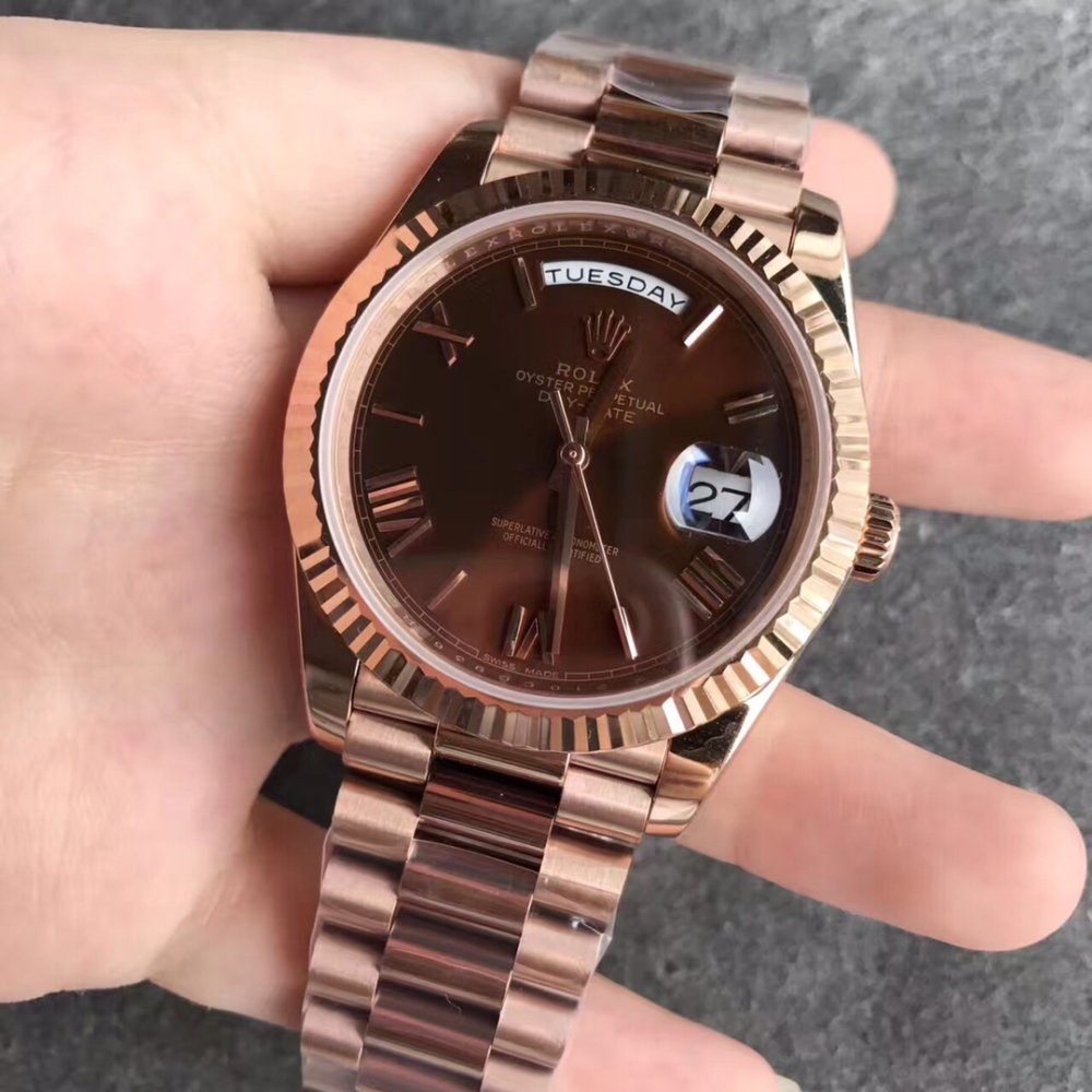 Rolex Day-Date 228235 Rose Gold Browm Dial President Bracelet A3255 (Tungsten Heavy Versio)