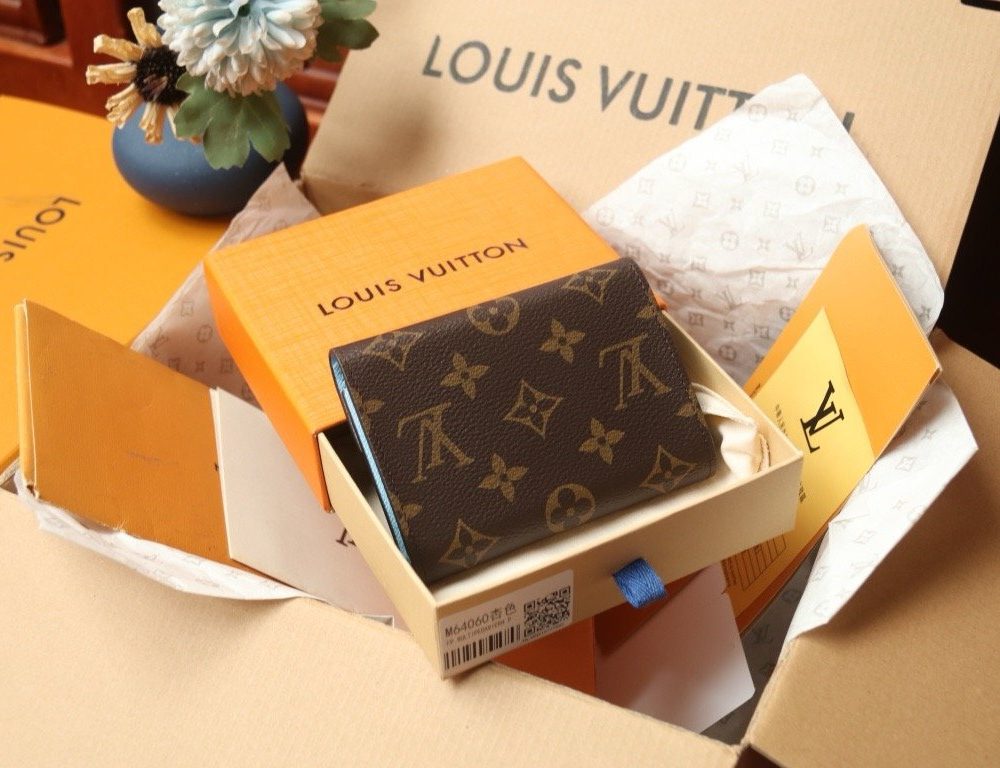 LV Monogram Blue Card Holder