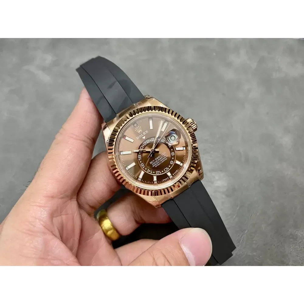 Rolex Sky-Dweller m336235-0002 rose gold and Chocolate color Dial Rubber Strap 2824 Movement