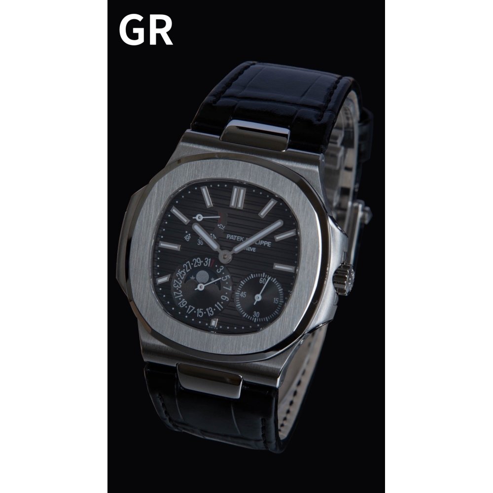 PATEK PHILIPPE Nautilus 5712G-001 SS GRF 1:1 Best Edition Black Dial on Black Leather Strap A240