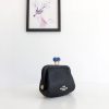 COACH prse kiss lock print solid color coin purse Black