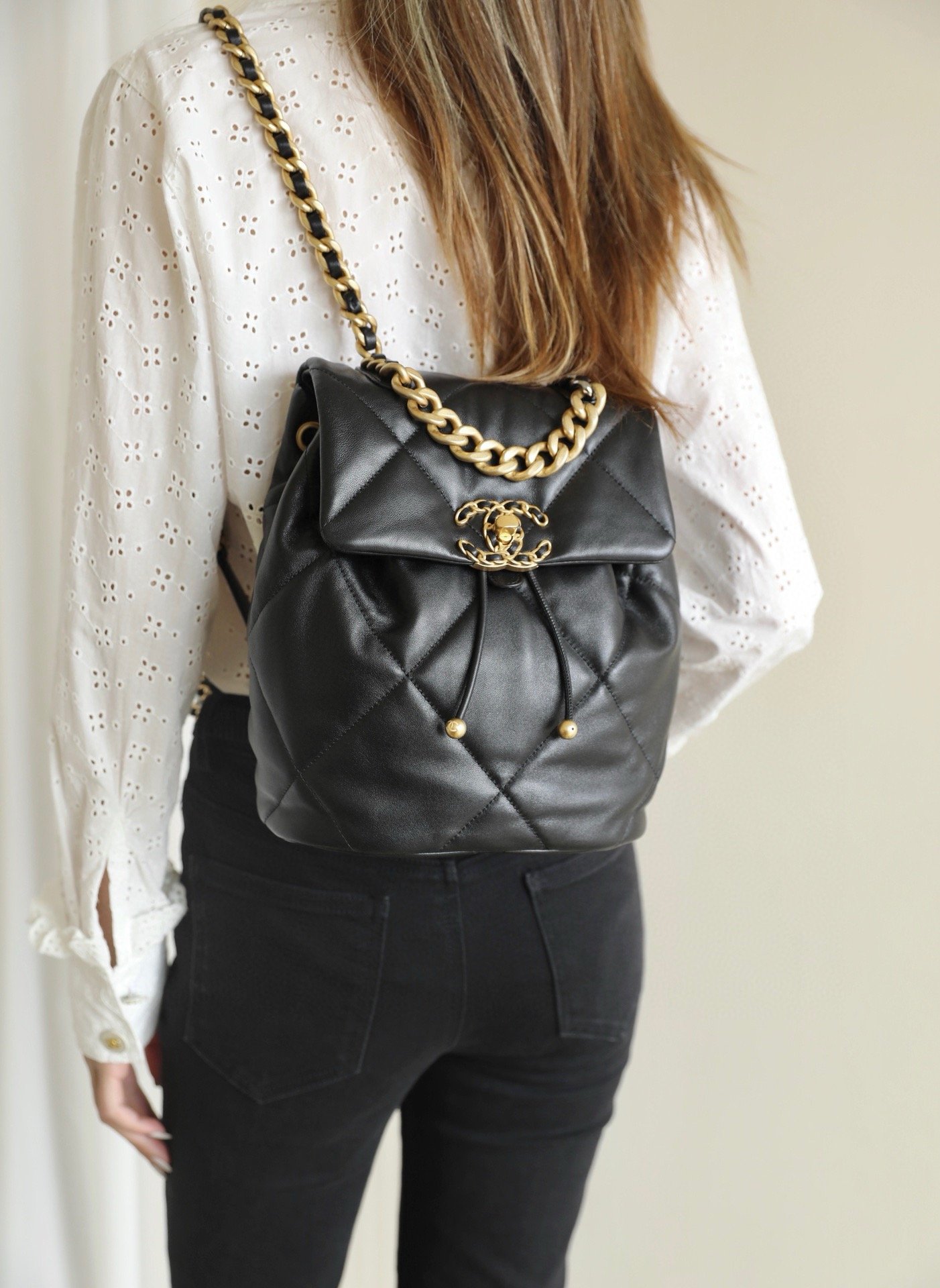 【 Original imported leather all steel 】 24C Early Spring Resort Series 19 Double backpacks come ZP AS4223w1380